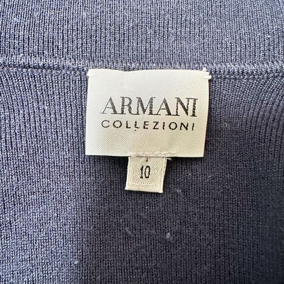 Armani Collezioni Women Silk Blend Long Sleeves Basic Cardigan Top Navy Blue 12 - Picture 11 of 16